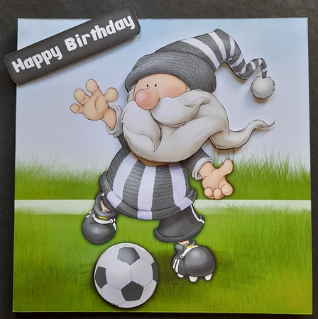 Football Gnome Black and White Stripes 7x7 Quick Card by Michelle Young