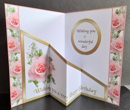 Diagonal pop-out Pink birthday rose by Michelle Young