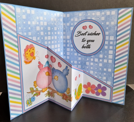 Diagonal pop-out Lovebirds by Michelle Young