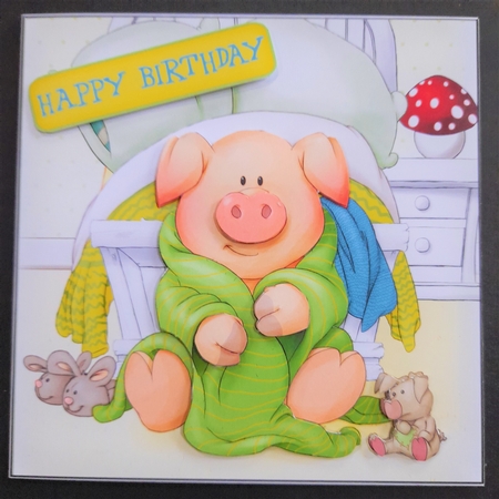 Pigs in Blankets Tootsie 7x7 Quick Card by Michelle Young