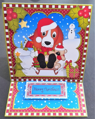 3D Christmas Easel Card Mini Kit - Little Springer Spaniel Dog by Michelle Young