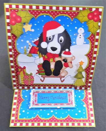 3D Christmas Easel Card Mini Kit - Little Springer Spaniel Dog by Michelle Young