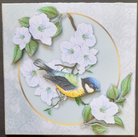 Bird with flowers 2- Blank Card, suitable for many different occasions.  - Tent Card by Michelle Young