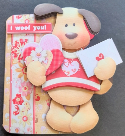 Doggie Valentine 3D Decoupage Shaped Card with Insert and Envelope by Michelle Young