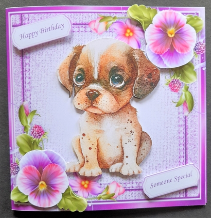  8 Denim Pink,Toppers with Pansies And Puppies 7x7 Bumper Kit by Michelle Young