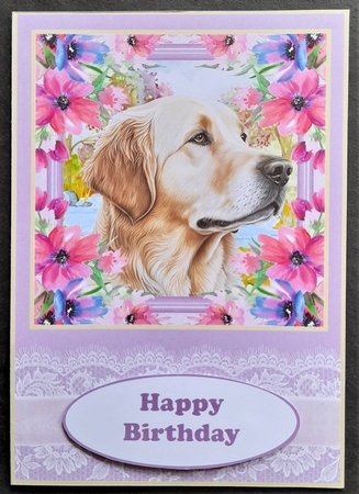 2 Floral Golden Retriever card fronts/toppers 1 by Michelle Young