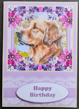 2 Floral Golden Retriever card fronts/toppers 2 by Michelle Young