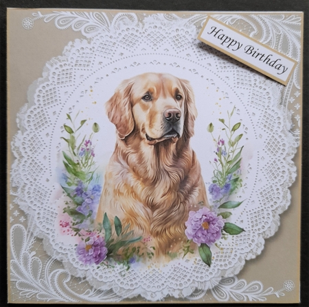 3 Beige floral dog card front/toppers 1 by Michelle Young