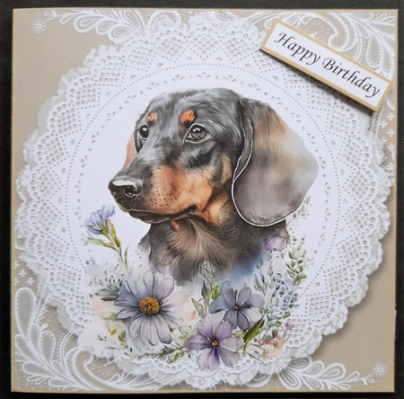 3 Beige floral dog card front/toppers 3 by Michelle Young