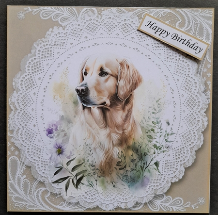 3 Beige floral dog card front/toppers 4 by Michelle Young