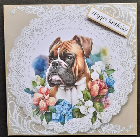 3 Beige floral dog card front/toppers 6 by Michelle Young