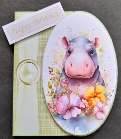Cute baby hippo card front by Michelle Young