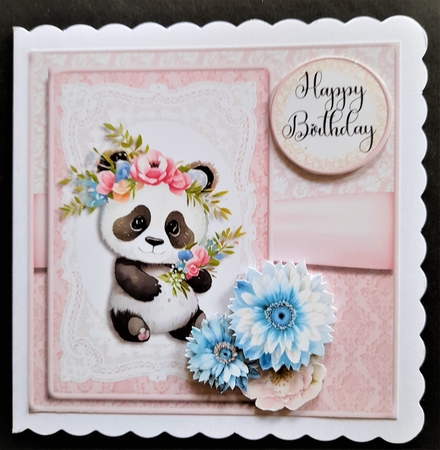 Cute Birthday Panda Bear 6x6 Topper by Michelle Young