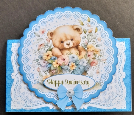 Cute Teddy Floral Basket All Occasions 7 x 7 Shaped Card by Michelle Young
