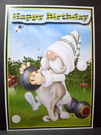 Lawn Bowls Gnome A4 by Michelle Young