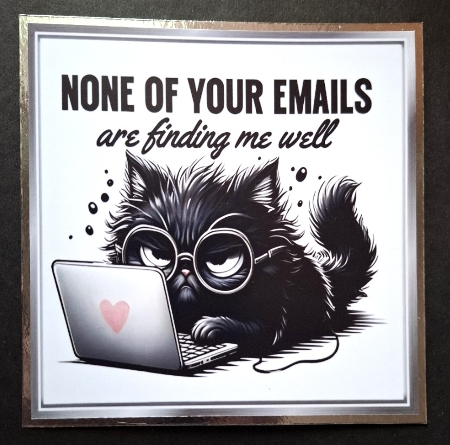 Black Cat With Humour  Laptop 7X7 Topper/Card Front by Michelle Young