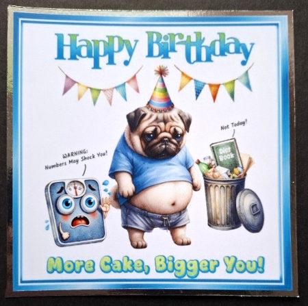 Funny Dog With Humour 7X7 Blue Topper/Card Front (CAPTION) by Michelle Young