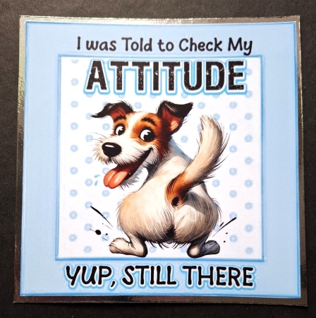 Blue 8x8 Polkadot Frame With A Dog With Funny Humour (SIX) by Michelle Young
