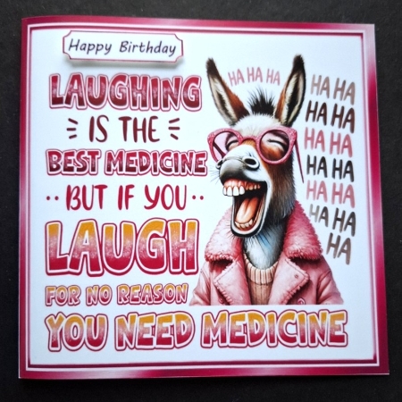 Comical Donkey  With Humour 7X7 Pink Topper/Card Front by Michelle Young