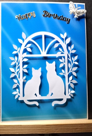 Cats at the Window SVG | Cat Silhouette Frame Cut File | Decorative Cat Lovers Papercraft Design by Michelle Young