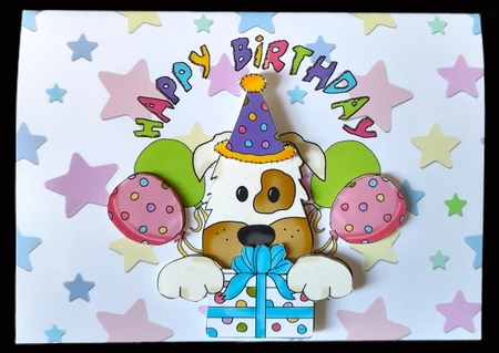 Cute & Colourful Happy Birthday Dog by Michelle Young