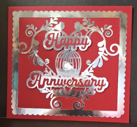Floral Heart  and bird Cage - scalloped card topper by Michelle Young