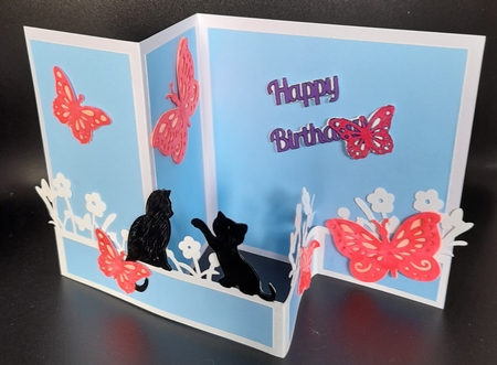 Kittens and Butterflies Z Fold Card by Michelle Young