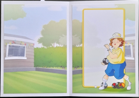 Lawn Bowls Lady 2 Blue and Yellow Insert by Michelle Young
