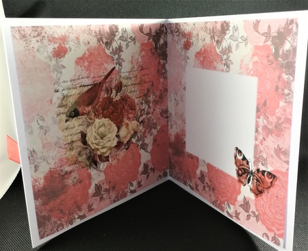 6 x 6 Card Insert Floral Vintage Bird Red/Cream by Michelle Mann