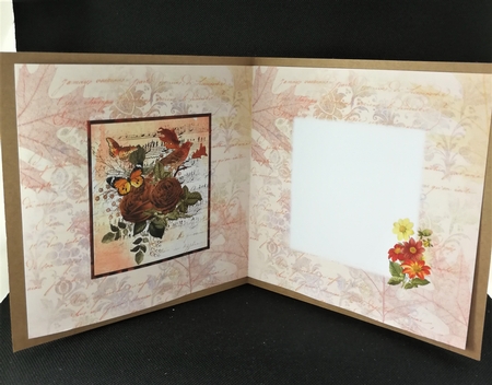 6 x 6 Card Insert Floral Autumn Bird on Leaf Background, Blank by Michelle Mann