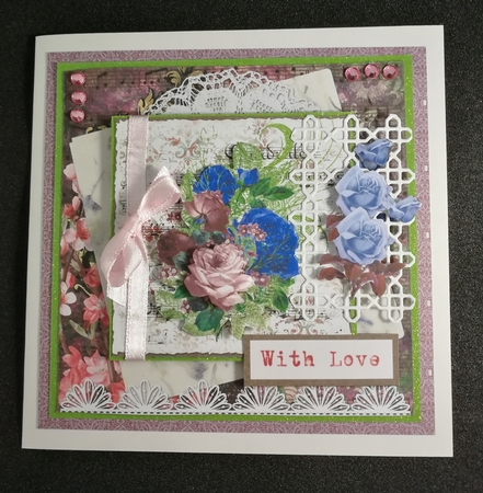 6 x 6 Shabby Floral Lace Card Front with Topper, Gift Tag and Sentiments by Michelle Mann