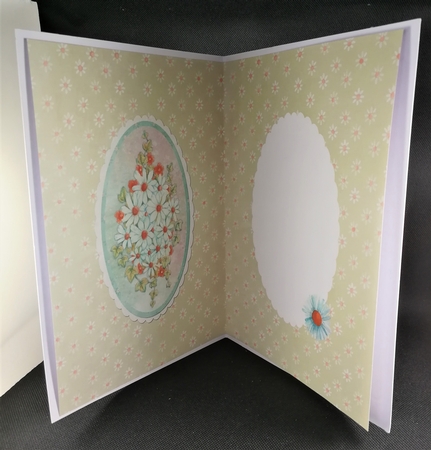 A5 Card Insert Orange/Aqua Daisies on Cream Daisy Background, Blank by Michelle Mann