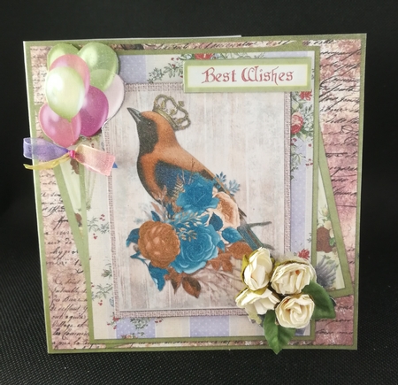 Quick Cut and Fold Card Burnt Orange/Teal Vintage Bird with Sentiments by Michelle Mann