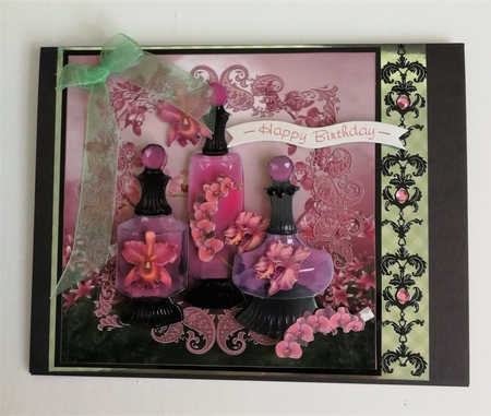 Pink Orchid Perfume Topper with Decoupage by Michelle Mann