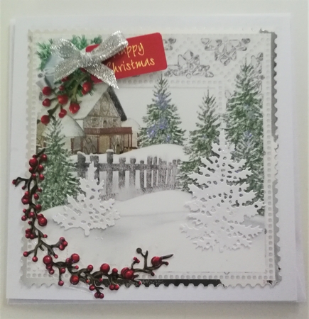 Cottage in the Snow with Fir Trees 8x8 by Michelle Mann