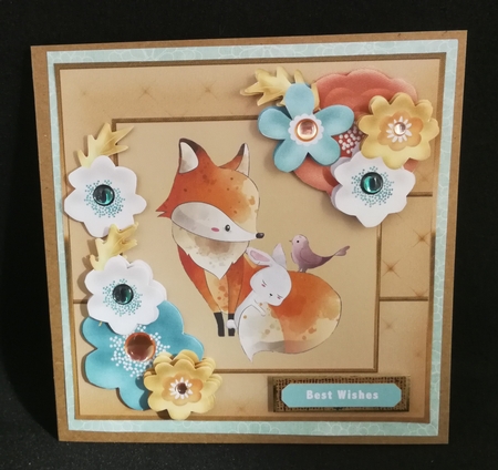 FOX FLOWERS & FRIENDS QUICK CARD FRONT TOPPER by Michelle Mann