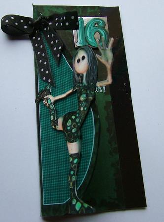 Gothic Rag Doll Rocker Birthday Teardrop Card by Michelle Mann