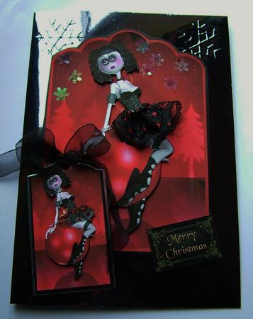 Rag Doll Goth Ballet Christmas Card by Michelle Mann