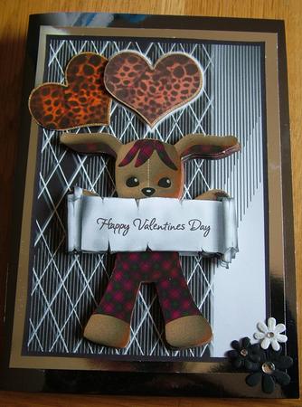 Cute Plushie Holding a Valentines Banner by Michelle Mann