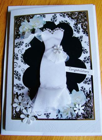 White Gown in Ornate Frame in Black & White Floral, A4 Toppe by Michelle Mann