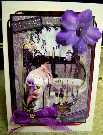 Vintage Lady Pamper Evening Bracket Scene Card Front by Michelle Mann
