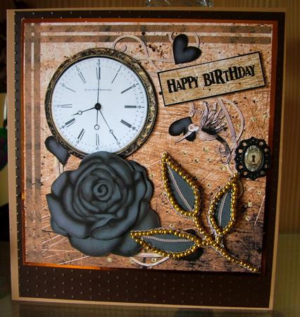 8 Inch Card - Grungy Black Rose - Multi-lingual by Michelle Mann