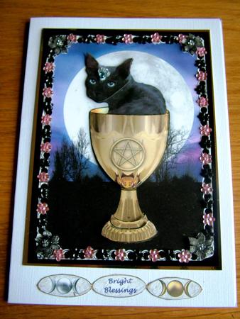 Mystic Mog the Wiccan Witches Cat Decoupage Card Sheet by Michelle Mann
