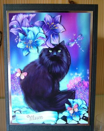 Black Persian with Green Eyes in Fantasy Design by Michelle Mann