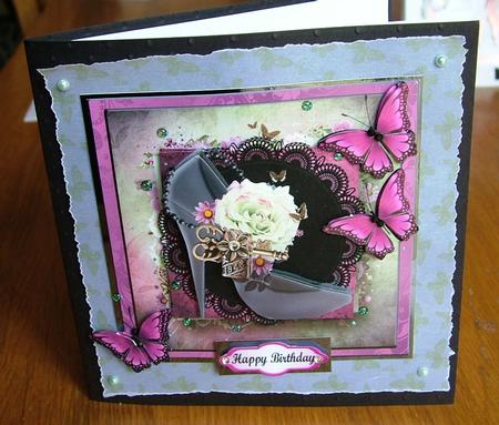 Burgundy& Black High Heel Shoe & Decoupage by Michelle Mann
