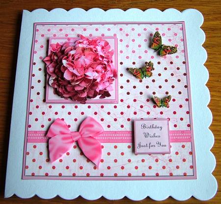 Hydrangea and Butterflies with Polka Dots by Michelle Mann