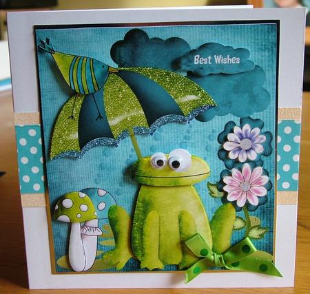 Froggie Rain Topper with Decoupage by Michelle Mann