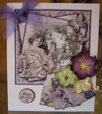 Cardtopper with Inlet Purple Flower Lady 231 by Michelle Mann