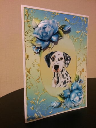 Dalmation Dog And Roses Card Front by Michelle Johnson