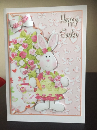 Easter Bunny Girl 3 Scalloped Edge Envelope Card by Michelle Johnson